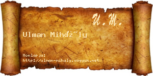 Ulman Mihály névjegykártya